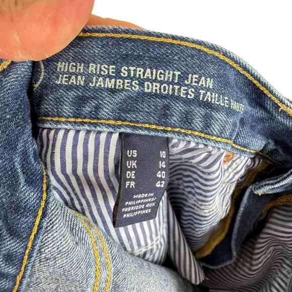 Lands' End 100% Cotton Medium Wash High Rise Straight Jean Size 10 - Picture 6 of 7